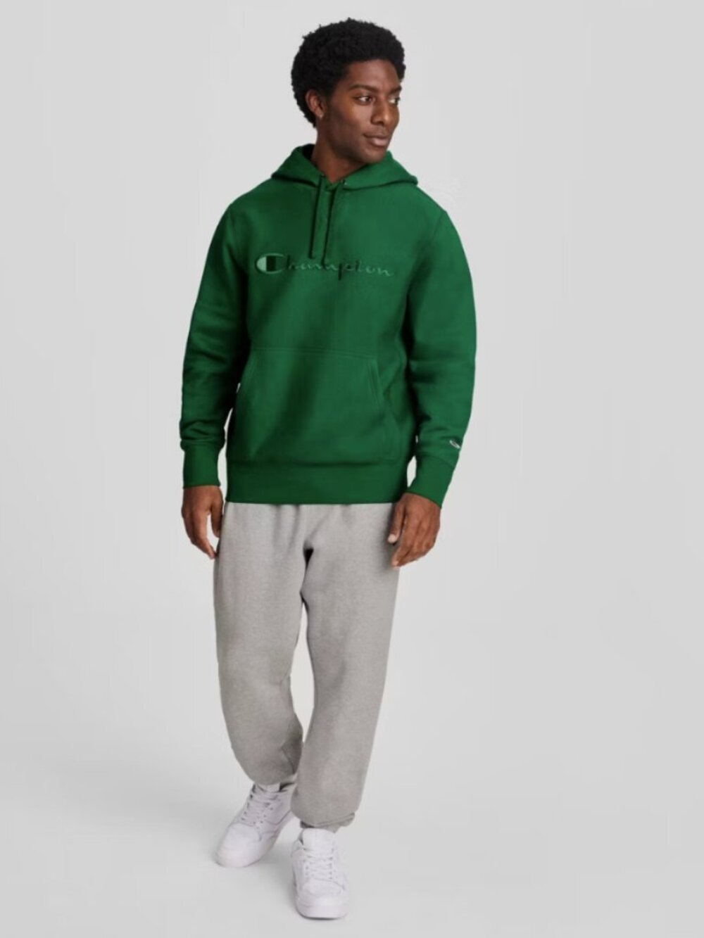 Champion Unisex Embroidered Fleece Pullover Hoodie Verdant Green